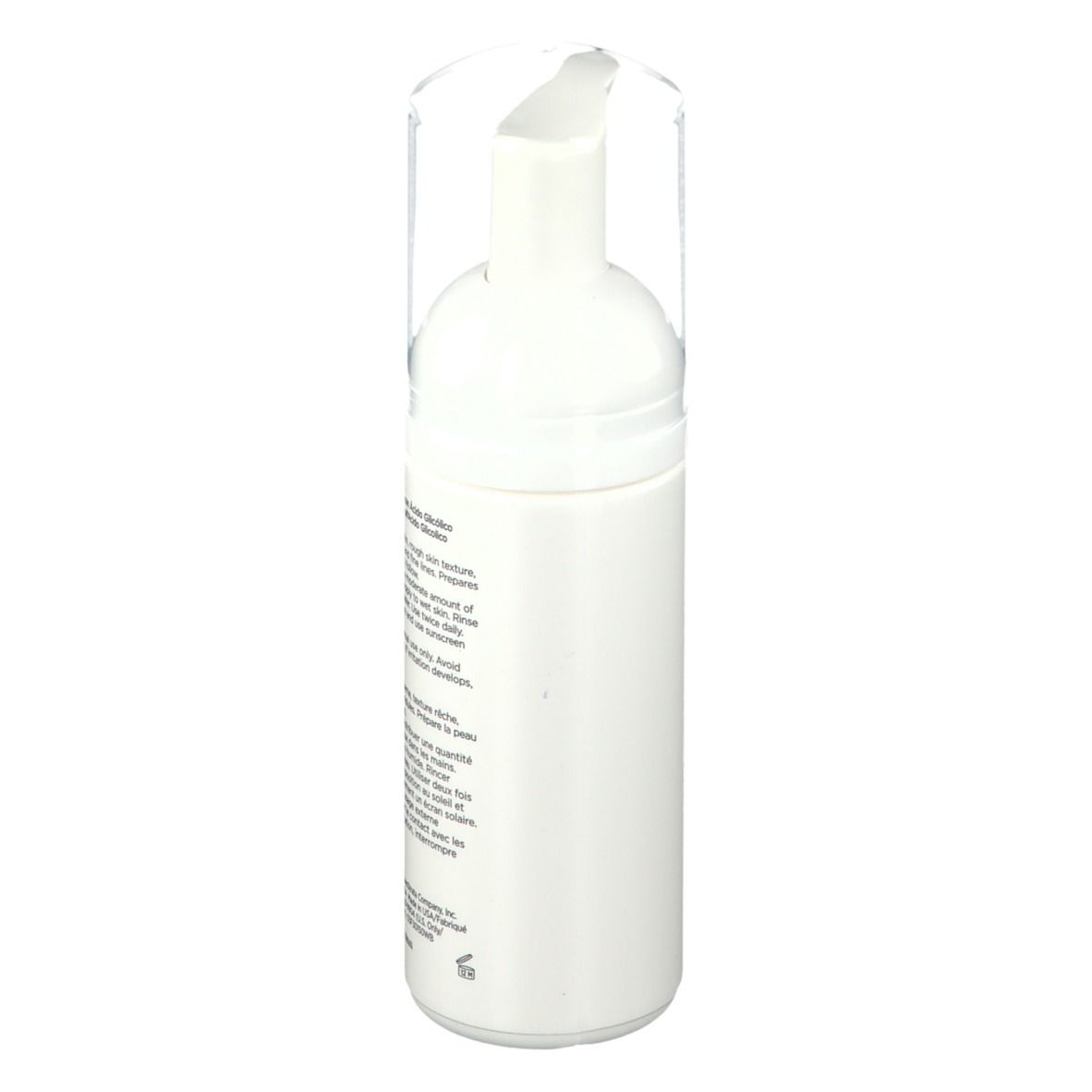 Flacone bianco con pompa. Scritta: NeoStrata, Resurface Foaming Glycolic Wash, 125 ml. Testo.
