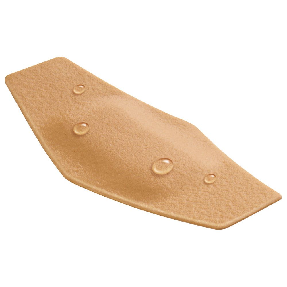 Cerotto beige quadrato con angoli arrotondati. Gocce d'acqua sulla superficie.