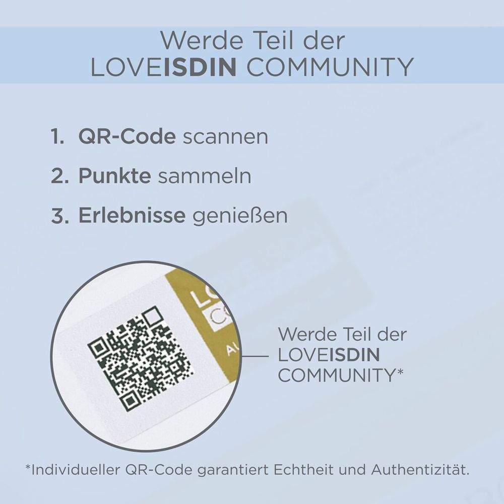 Codice QR per la community LOVEISDIN. Testo: Scansiona il codice QR, raccogli punti, goditi l'esperienza.