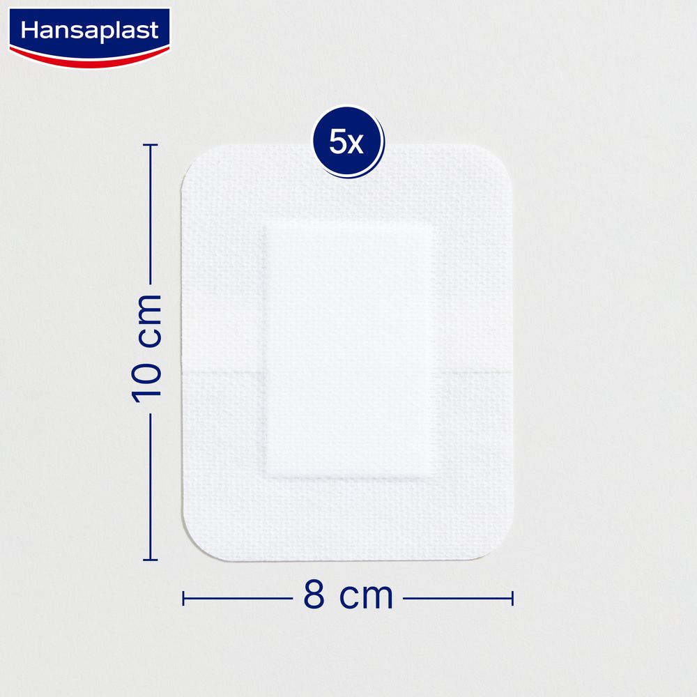 Cerotto Hansaplast Sensitive XXL, 8x10 cm, con indicazione 5x. Sterile.