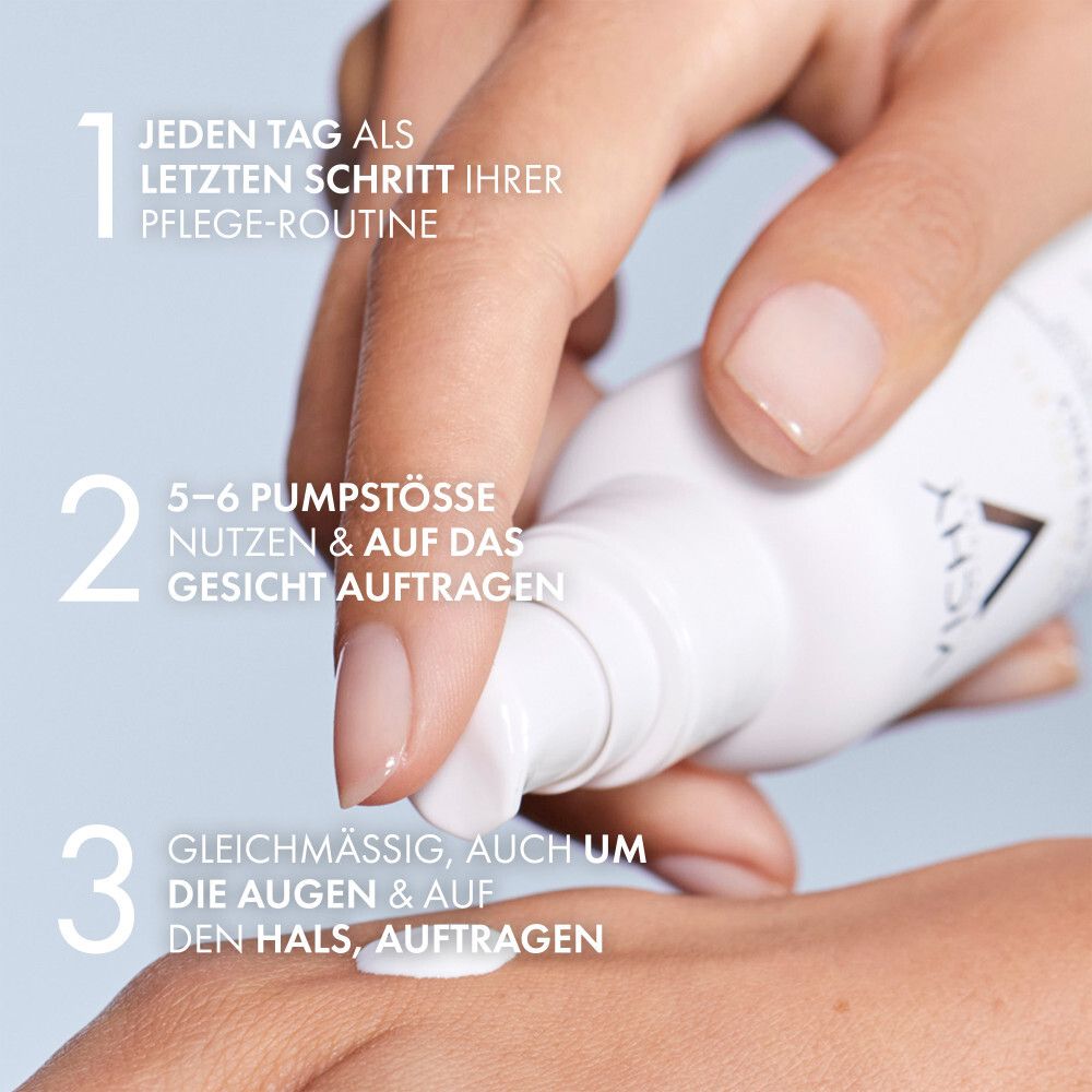 Grafico con testo. Testo: 2% Niacinamide, 4% Peptide. Anti-macchie, Rimpolpante.