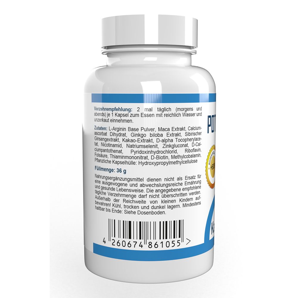 Retro del flacone bianco. Testo con ingredienti e dosaggio. Codice a barre in basso. Peso: 36 g.