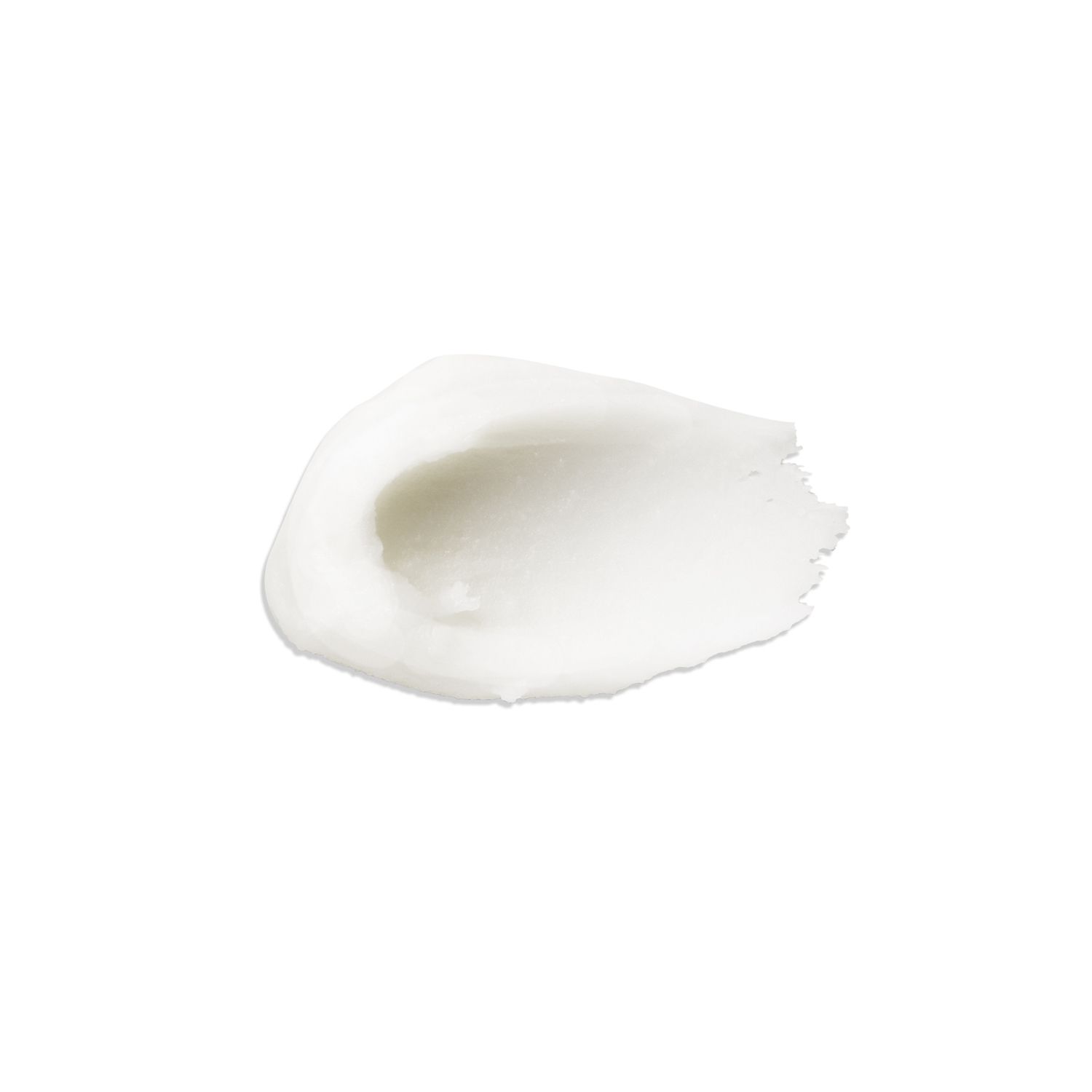 Macchia di crema bianca su sfondo bianco. Consistenza visibile.