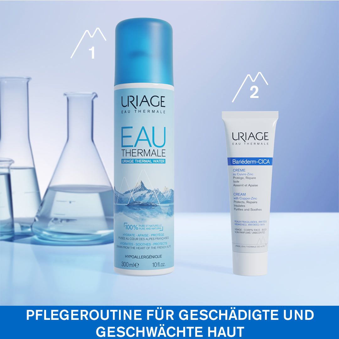 Sfondo montagne. Testo: Sviluppato e raccomandato dai dermatologi. Per chemioterapia. Senza profumo. Alta tolleranza.