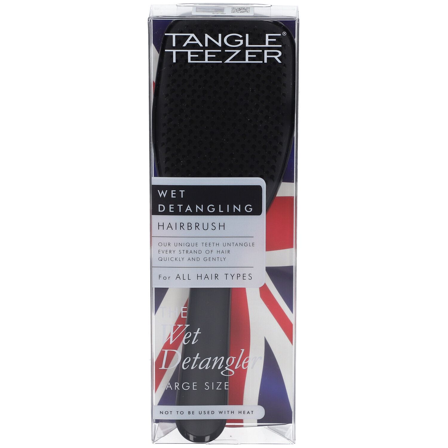 Spazzola districante Wet Detangler Tangle Teezer nera, taglia grande, confezione Union Jack.