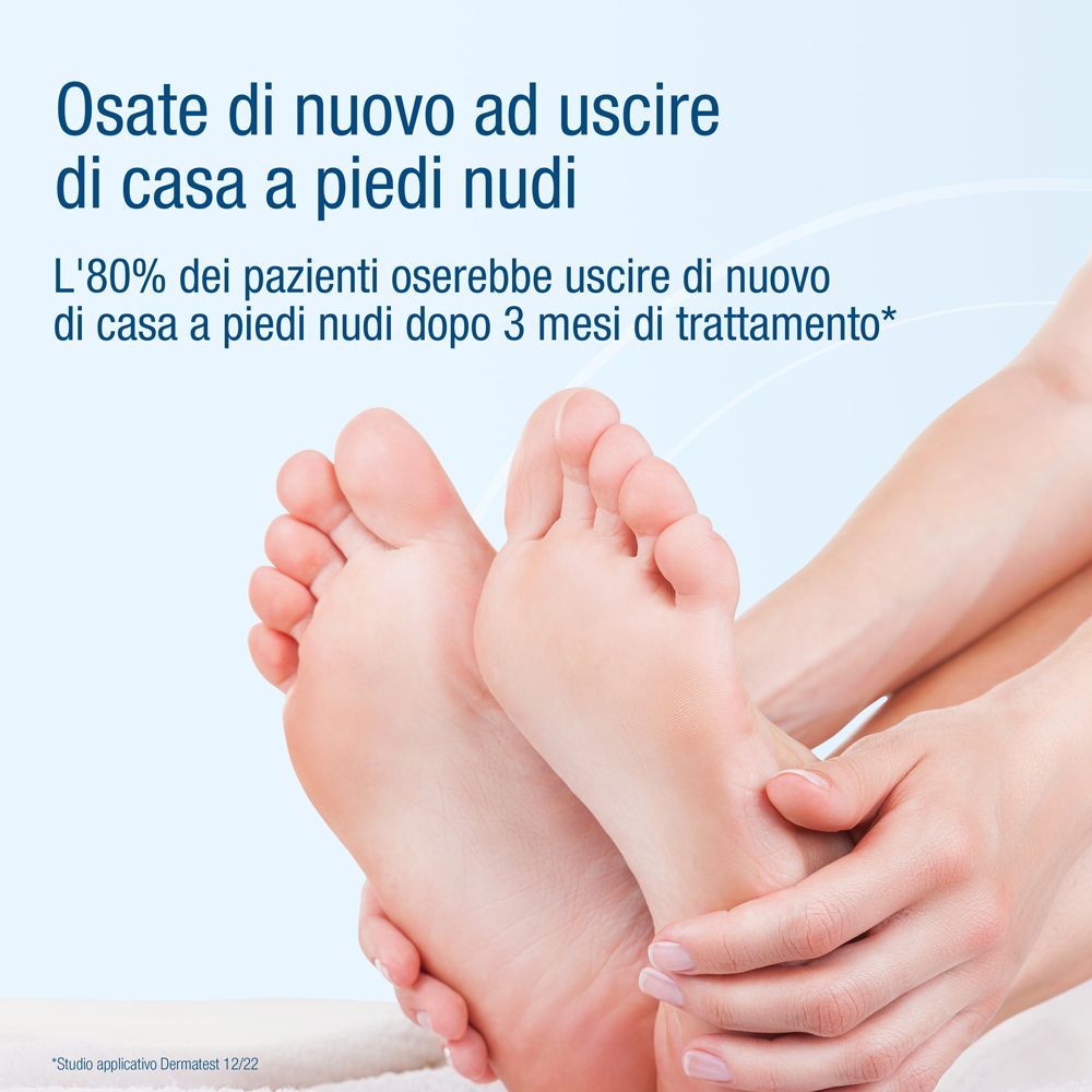 Piedi tra le mani. L'80% dei pazienti osa di nuovo a piedi nudi. Evolsin.