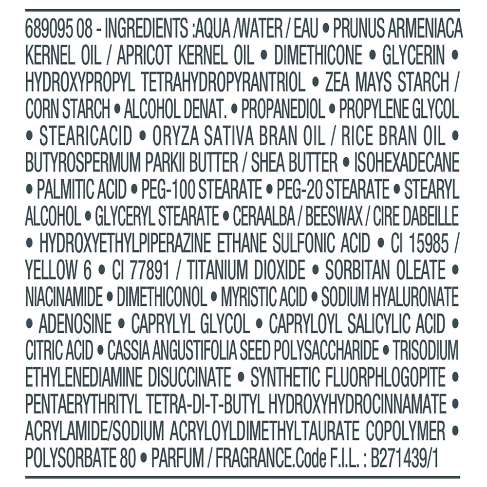 Elenco degli ingredienti. Molte denominazioni chimiche. Codice B271439/1.