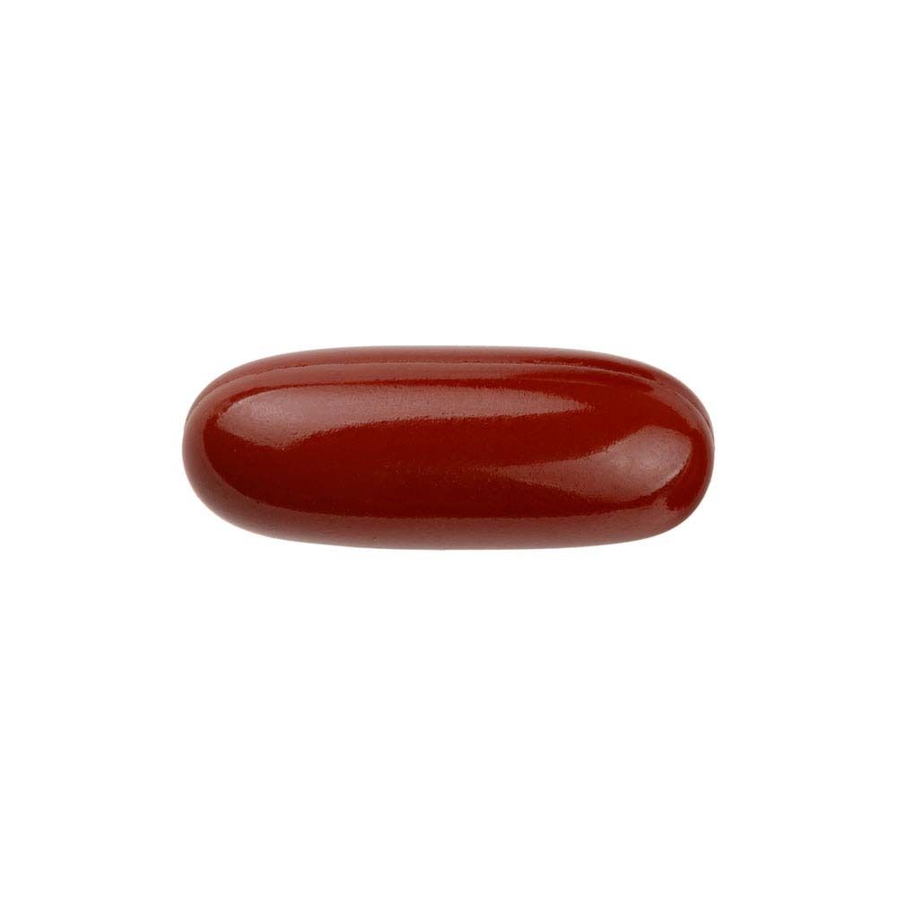 Capsula ovale marrone. Singola, su sfondo bianco.