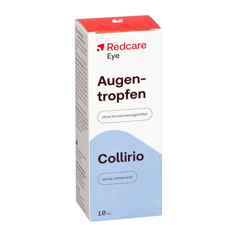 Confezione Redcare collirio 10ml e applicatore blu.