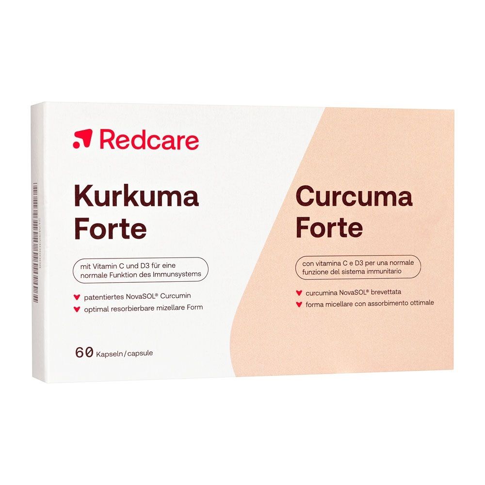 Confezione Redcare Kurkuma Forte con 60 capsule.