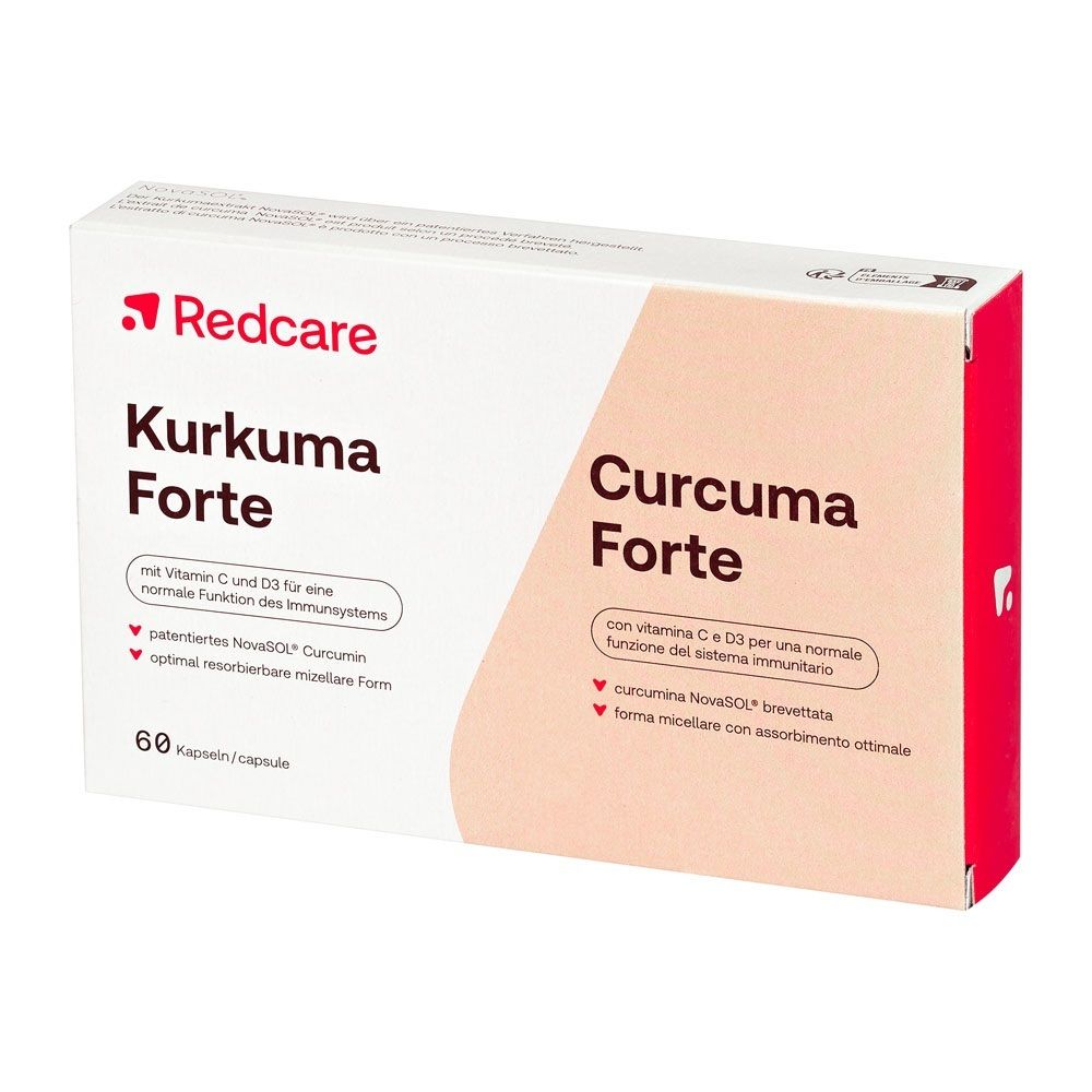 Confezione Redcare Kurkuma Forte con 60 capsule.
