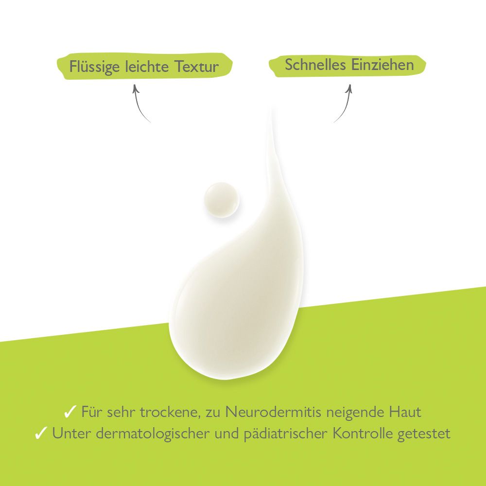 Crema A-DERMA EXOMEGA CONTROL. Goccia di crema. Per pelli secche a tendenza eczema. Testato sotto controllo dermatologico.