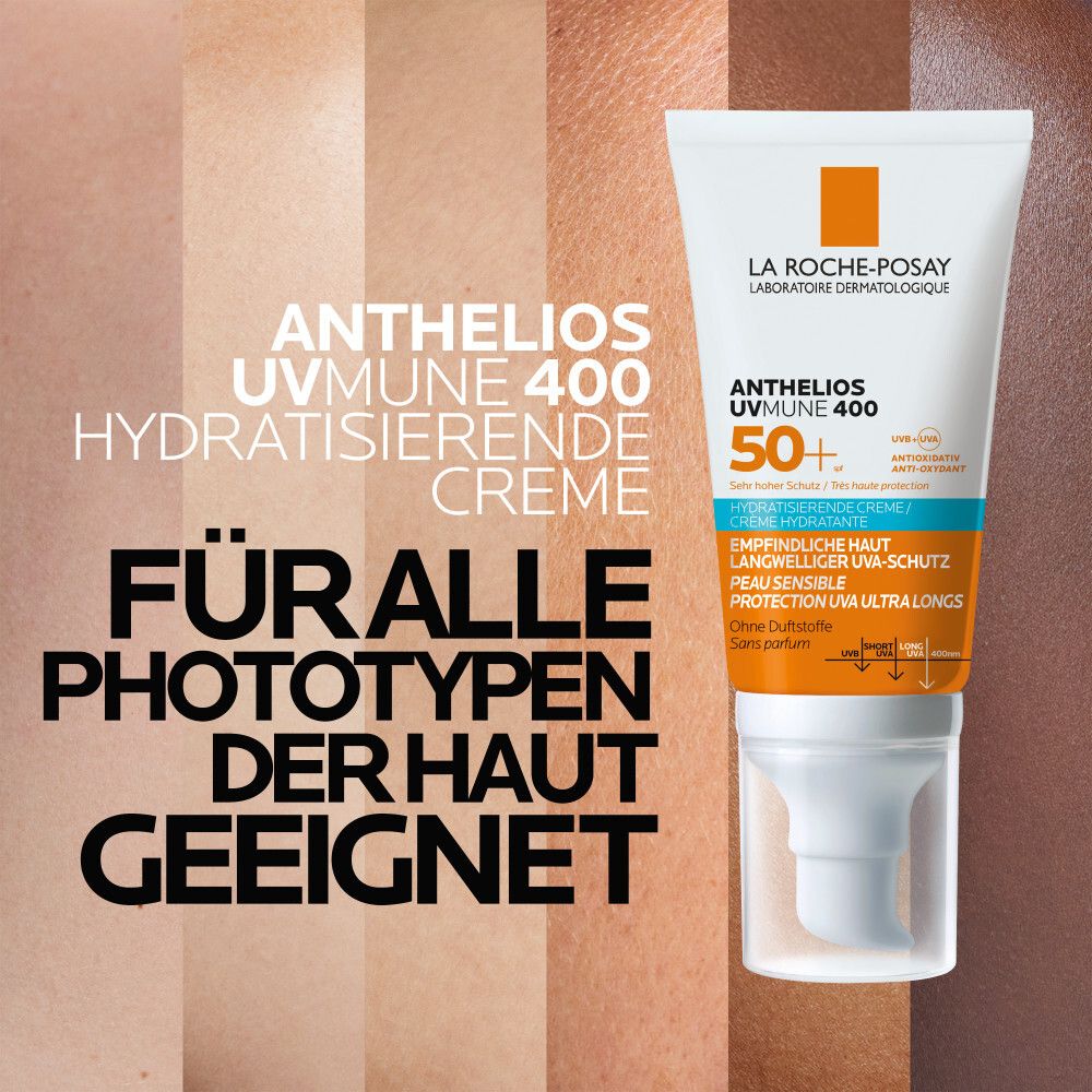 La Roche-Posay Anthelios UVMune 400 Crema. Adatto a tutti i tipi di pelle. Testo: Adatto a tutti i fototipi di pelle.
