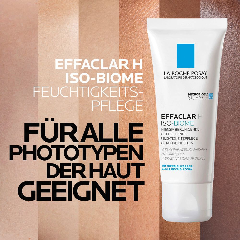 Due prodotti: crema detergente e idratante. Nome del prodotto: EFFACLAR H ISO-BIOME.