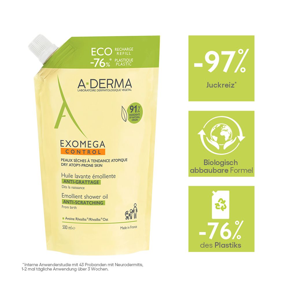 A-Derma Exomega Control busta ricarica per pelli secche a tendenza atopica. 500ml.