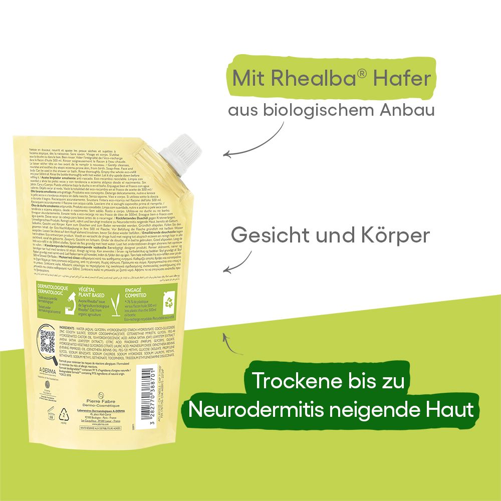 Ricarica con Avena Rhealba da agricoltura biologica per viso e corpo, per pelli secche a tendenza atopica.