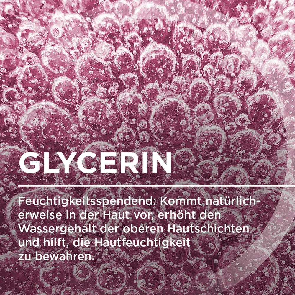 Glicerina. Idratante: Aumenta il contenuto d'acqua degli strati superiori della pelle e aiuta a preservare l'idratazione cutanea.