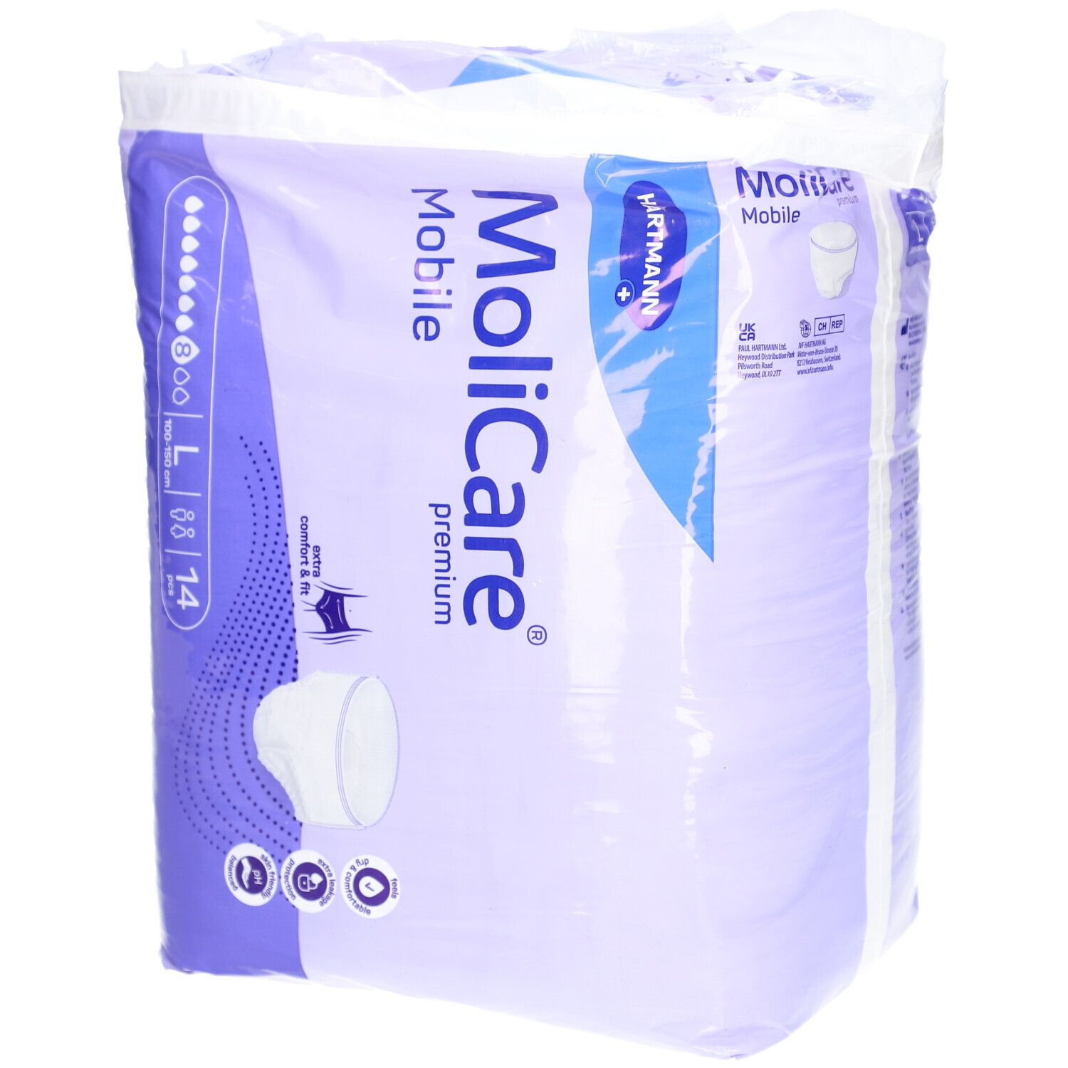 Confezione MoliCare Mobile Premium, taglia L, 14 pezzi. Marchio Hartmann. Comfort e vestibilità.
