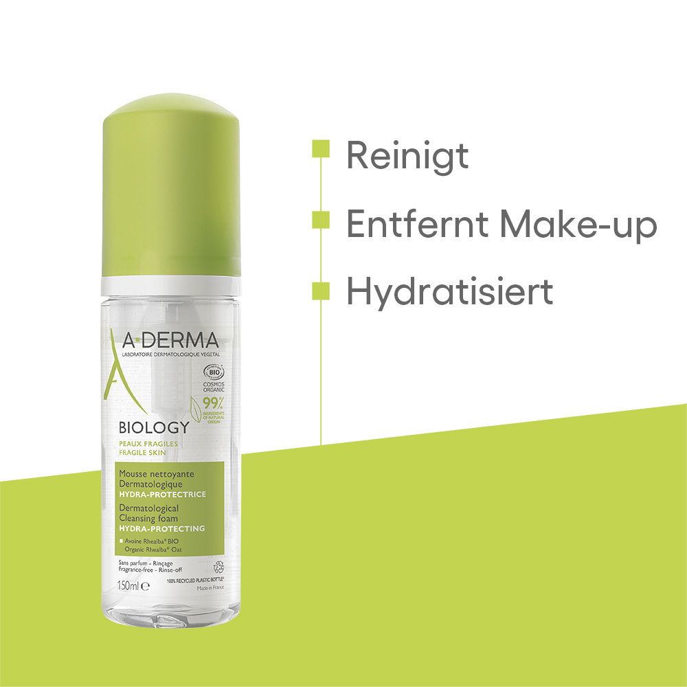 Detergente con indicazioni verdi: Pulisce, rimuove il trucco, idrata.