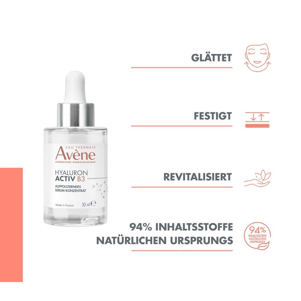 Quattro prodotti affiancati. Acqua termale, siero, contorno occhi, crema. Tutti i prodotti Avène.