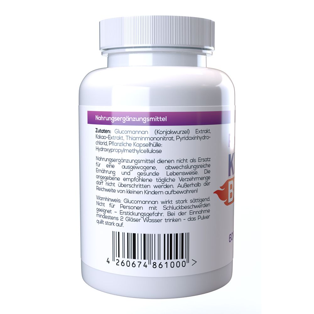 Retro del flacone bianco. Testo: Ingredienti, informazioni nutrizionali, avvertenze, codice a barre.