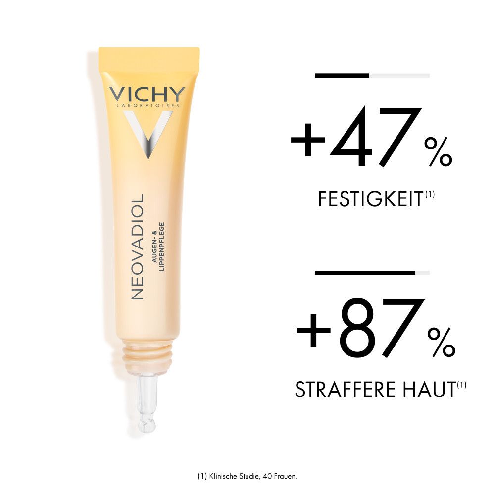 Vichy Neovadiol Occhi & Labbra. Testo con +47% di compattezza e +87% di pelle più tonica.