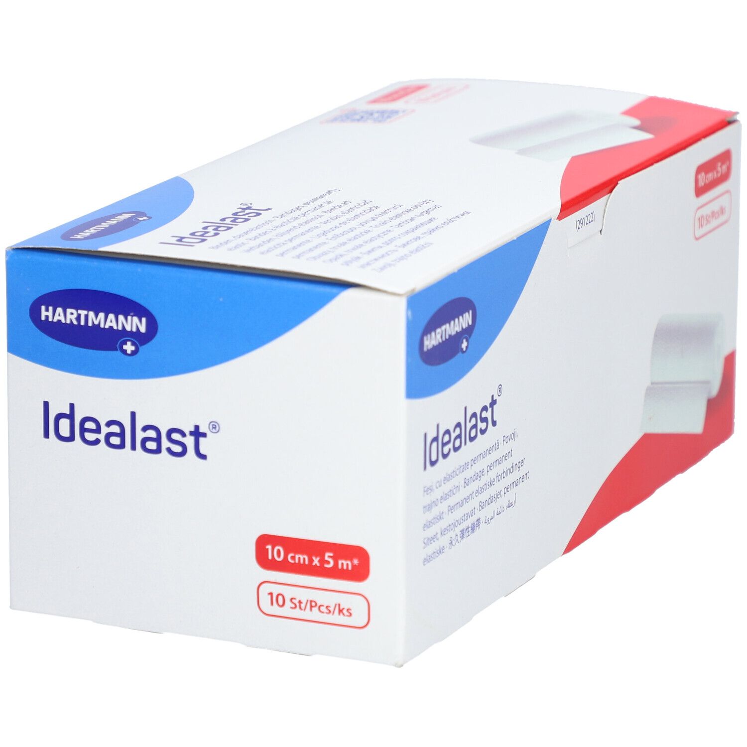 Confezione di bende Idealast® universali. 10 cm x 5 m. 10 pezzi. Bianco. Logo Hartmann. Nome prodotto.