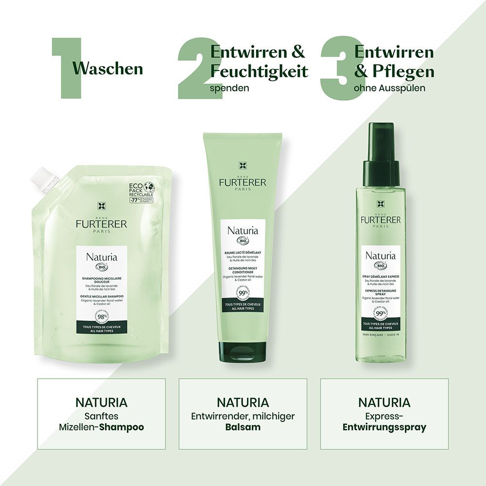 Ricarica shampoo micellare Naturia Furterer, verde.