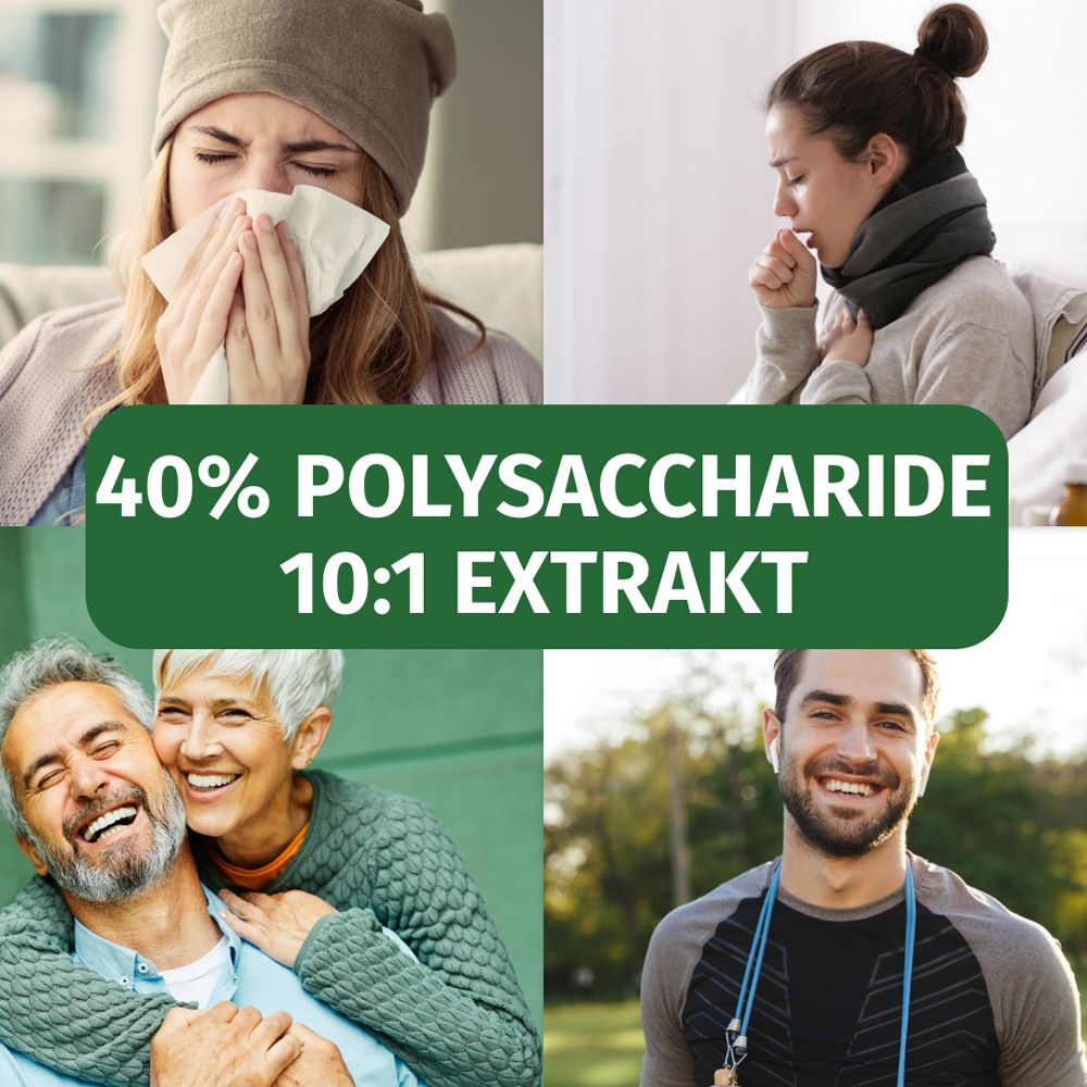 Collage: persone malate, coppia felice, atleta. Cordyceps 40% polisaccaridi, estratto 10:1.