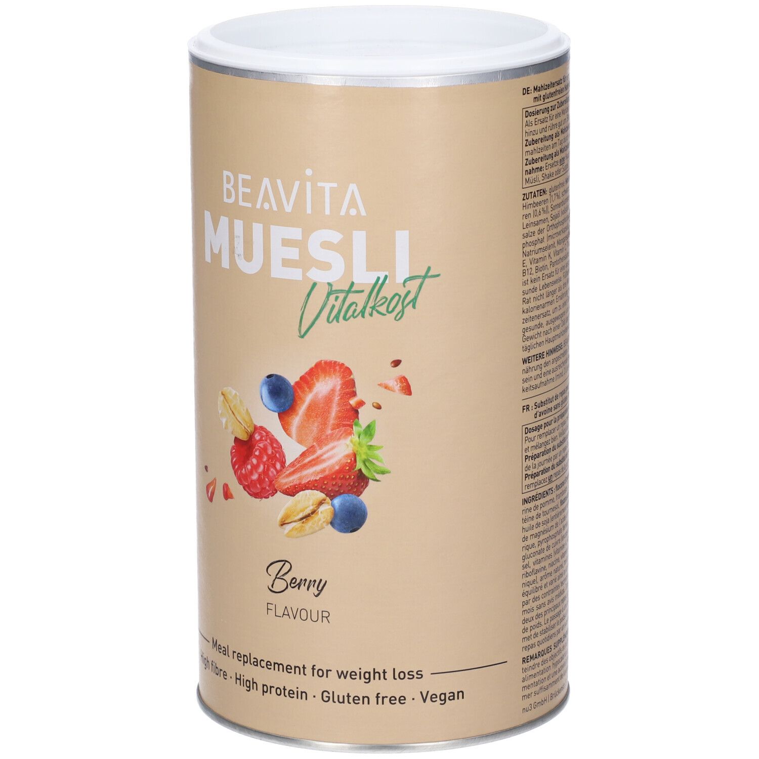 BEAVITA Vitalkost Diät-Müsli, gusto Frutti di Bosco. Sostituto del pasto per la perdita di peso. Ricco di fibre, Ricco di proteine, Senza glutine, Vegano.