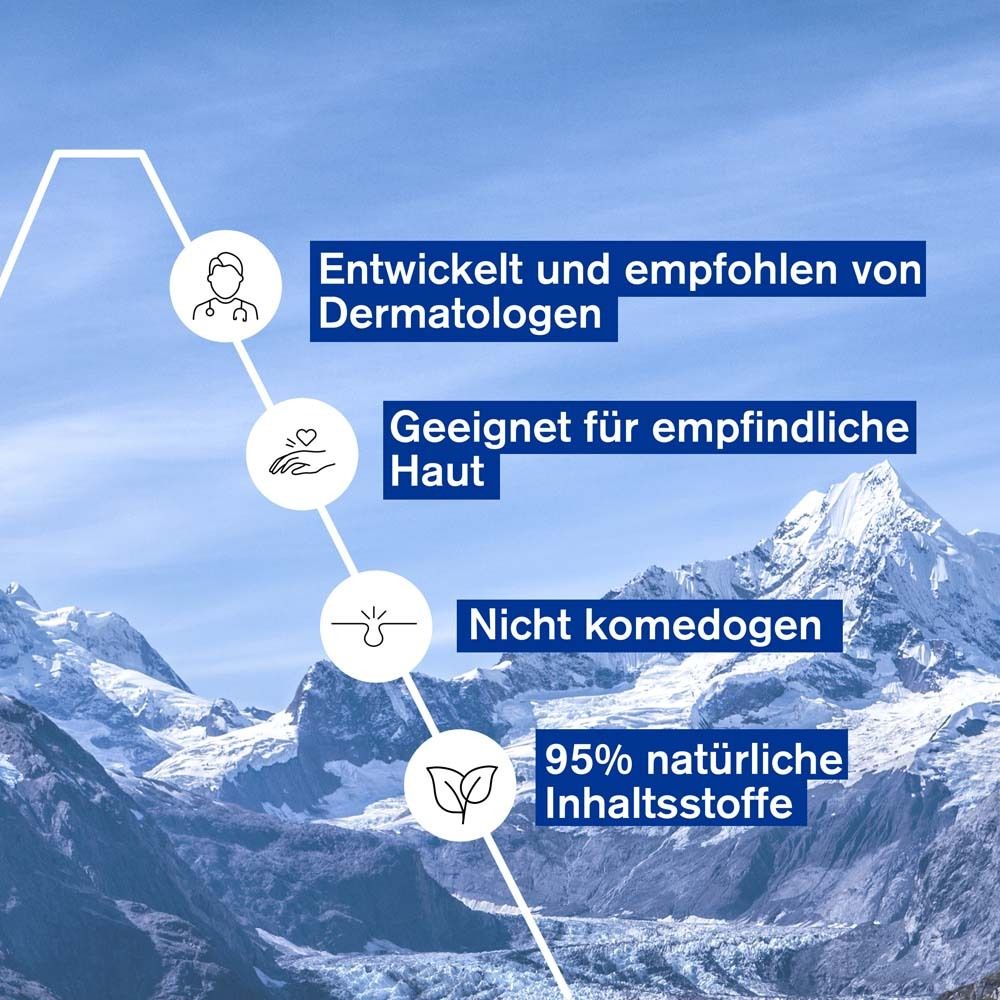 Infografica con informazioni sul prodotto. Testo: Peptidi di pro-collagene, Retinolo e Acido Ialuronico, Melograno.