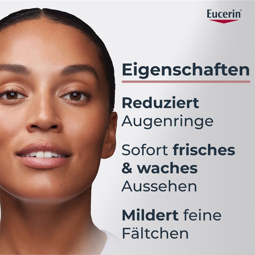 Donna con pelle liscia che evidenzia le proprietà del contorno occhi Eucerin Anti-Pigment.