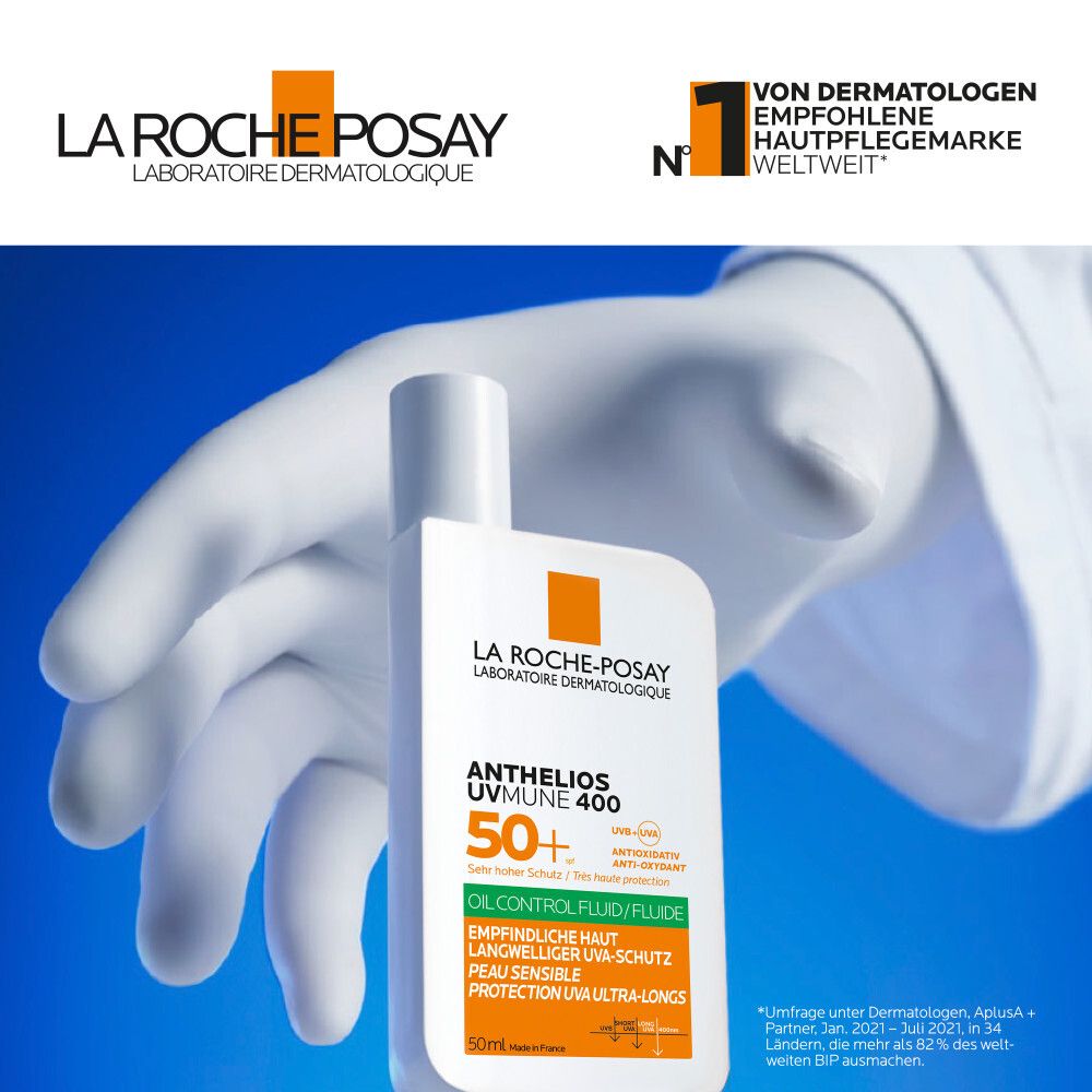 Flacone del prodotto con testo. Logo La Roche-Posay. Testo: Marchio di cura della pelle raccomandato dai dermatologi in tutto il mondo.