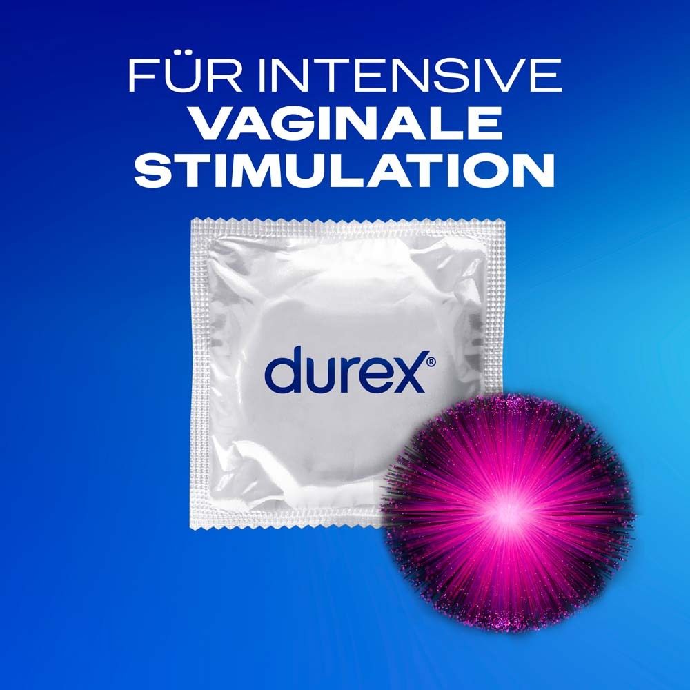 Preservativo Durex in confezione singola argentata.