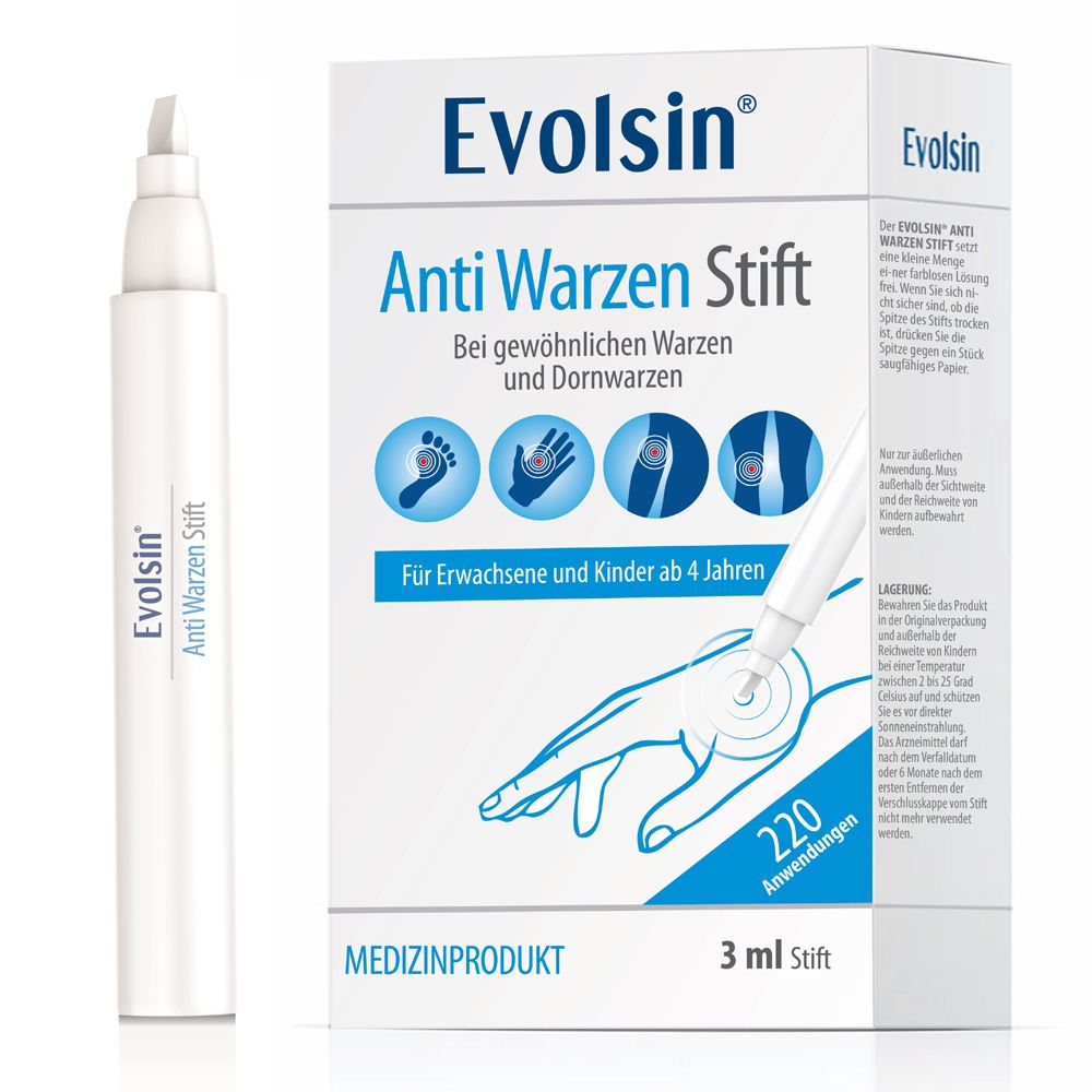 Evolsin – Penna-antiverruca contro le verruche su piedi, mani, corpo, braccia & gambe