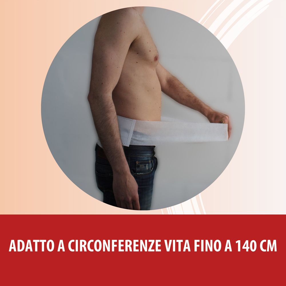 Uomo con fascia termica bianca. Adatto a circonferenze vita fino a 140 cm.
