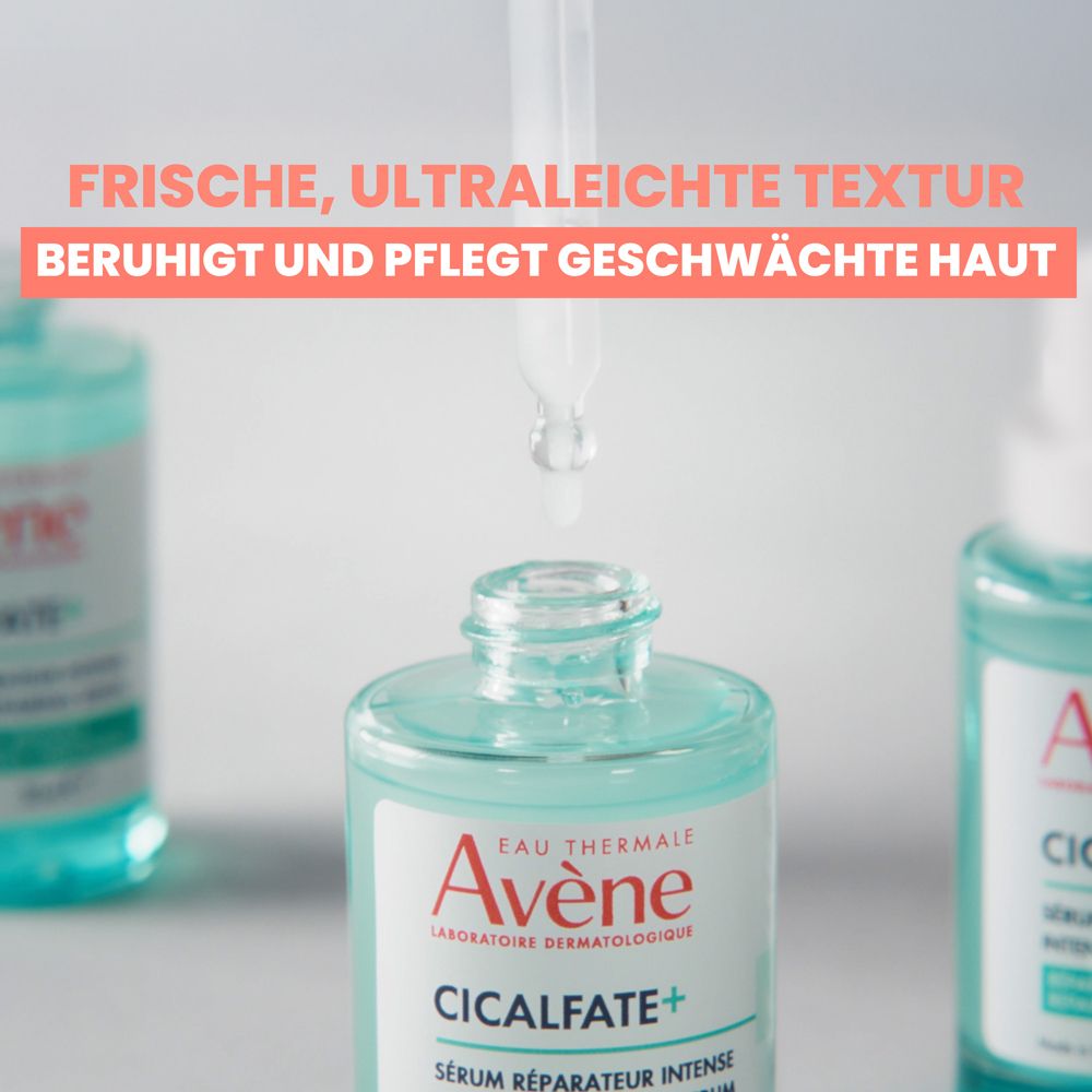 Texture fresca e leggera del siero Avène Cicalfate+. Senza profumo.