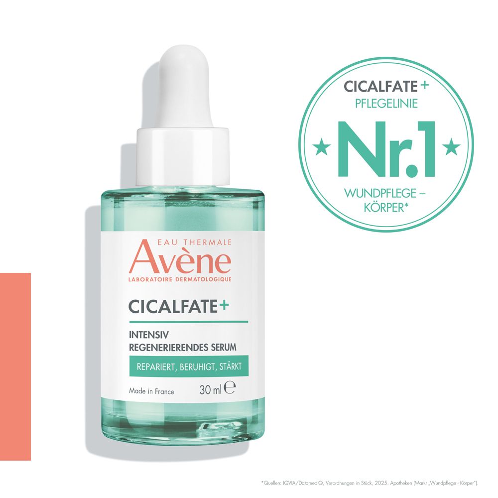Siero Avène Cicalfate+: N°1 Cura delle ferite corpo. Flacone in vetro con contagocce.
