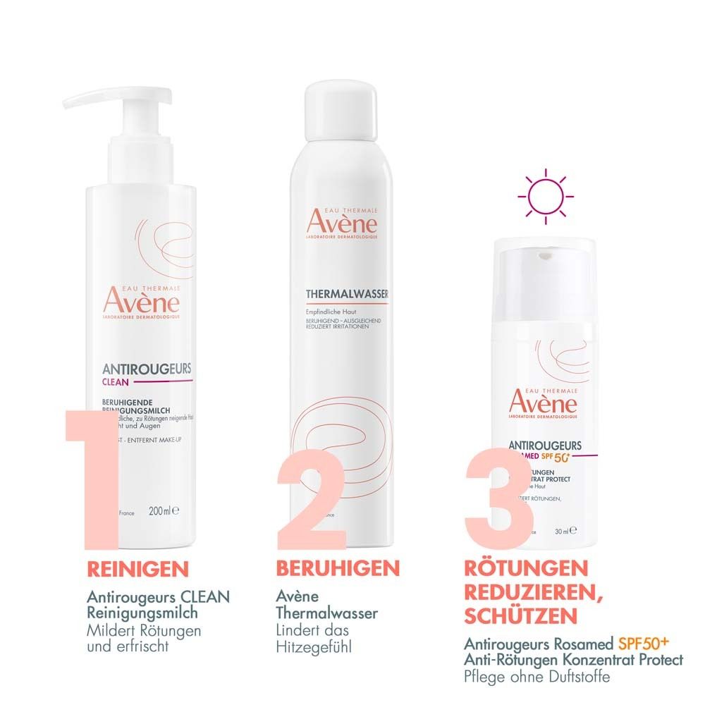 Routine di cura: Pulire, Lenire, Ridurre i rossori. Prodotti Avène.