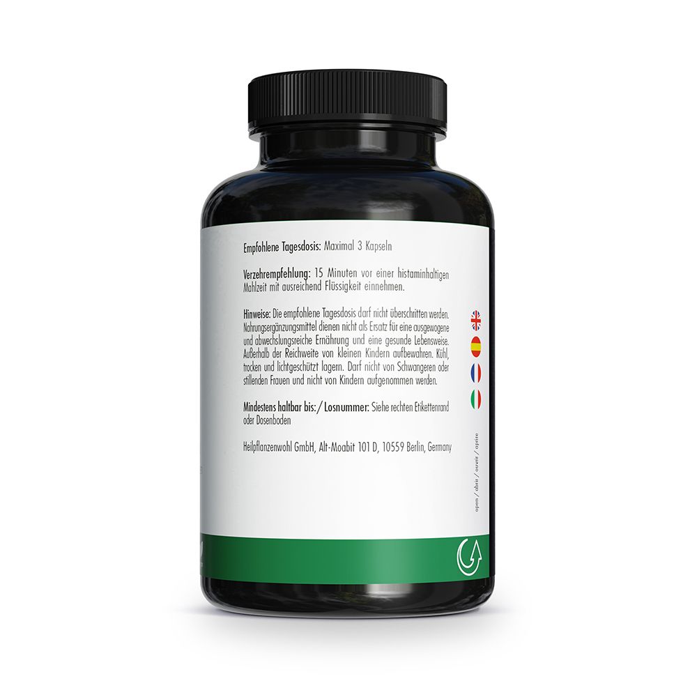 Retro del barattolo GREEN NATURALS Ashwagandha con informazioni nutrizionali.