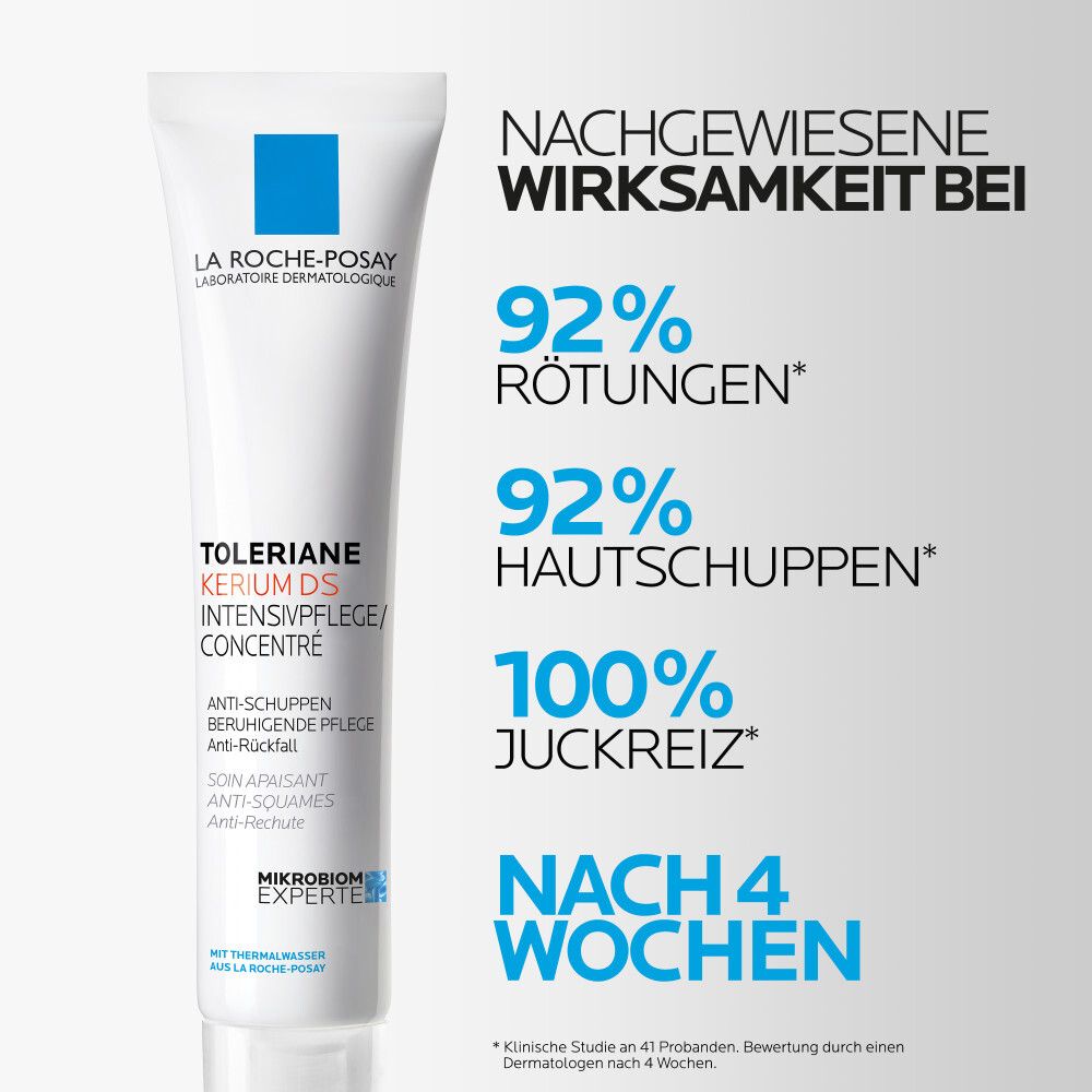 La Roche-Posay Toleriane Kerium DS Intensivpflege. 92% rossore, 92% squame, 100% prurito dopo 4 settimane.