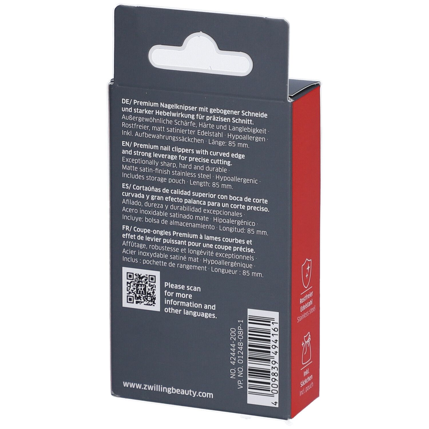 Tagliaunghie Zwilling Premium, satinato, in acciaio inox.