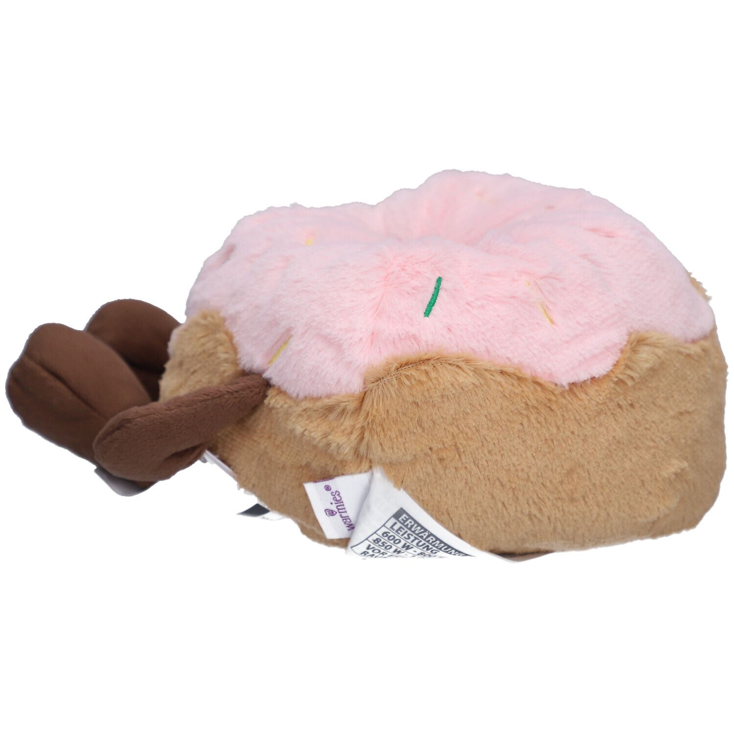 Peluche a forma di ciambella con glassa rosa e codette.