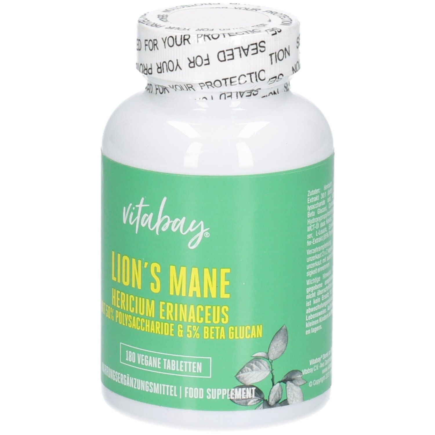 Capsule Vitabay Lion's Mane: Hericium Erinaceus, 180 compresse vegane.