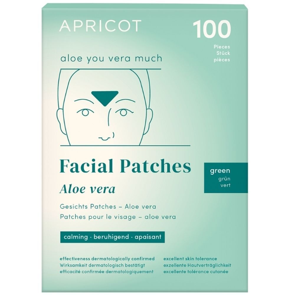 Confezione di Patch Viso APRICOT con Aloe Vera, 100 pezzi, verdi.