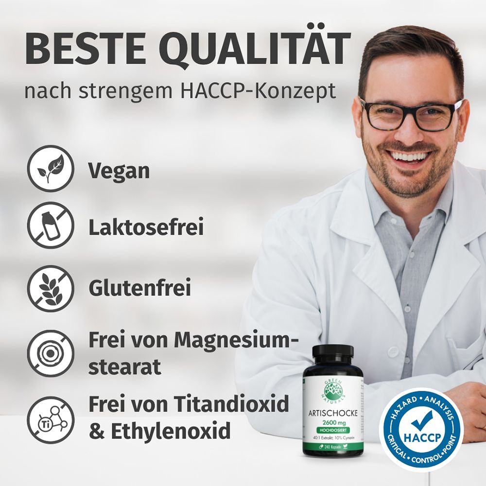 Migliore qualità secondo HACCP. Vegano, senza lattosio, senza glutine. Senza magnesio stearato, biossido di titanio e ossido di etilene.