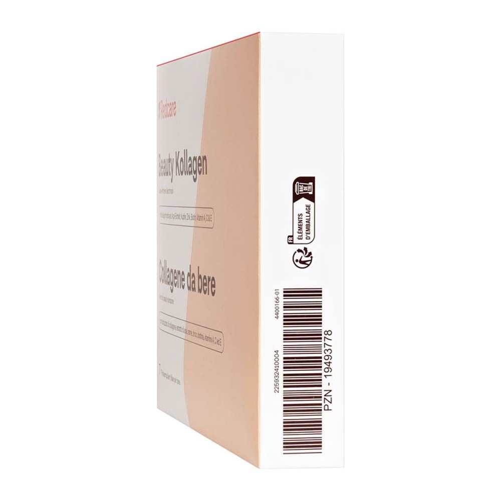 Lato della scatola Redcare Beauty Kollagen. Testo e codice a barre.