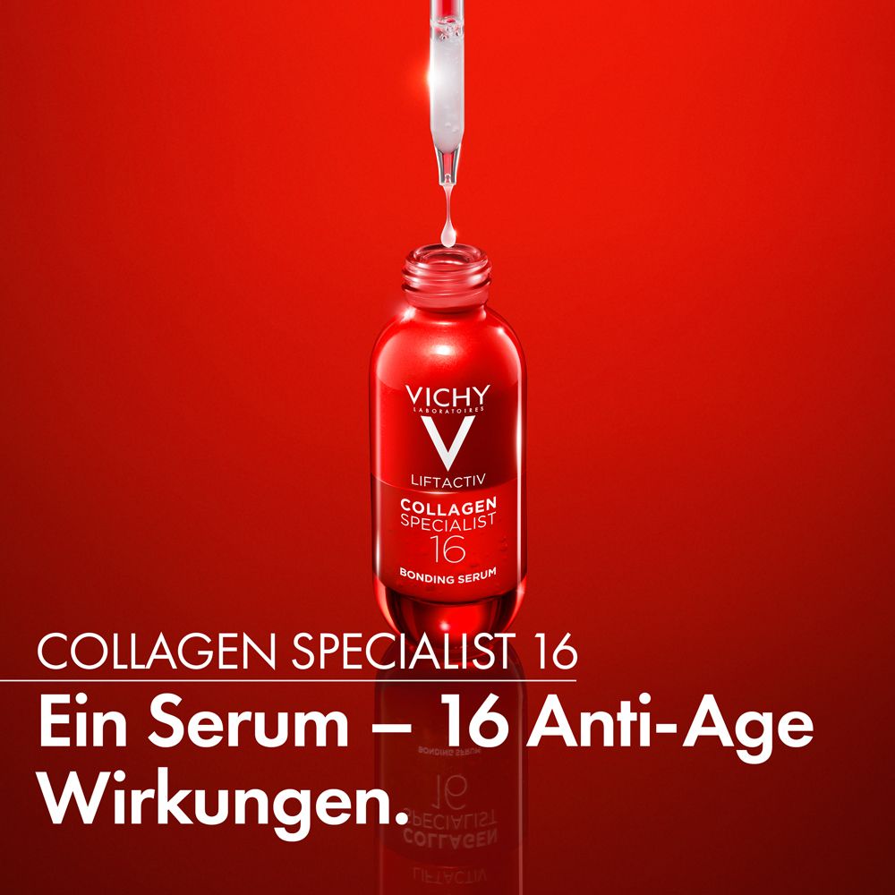 Flacone rosso con applicatore. Siero Vichy Liftactiv Collagen Specialist 16.