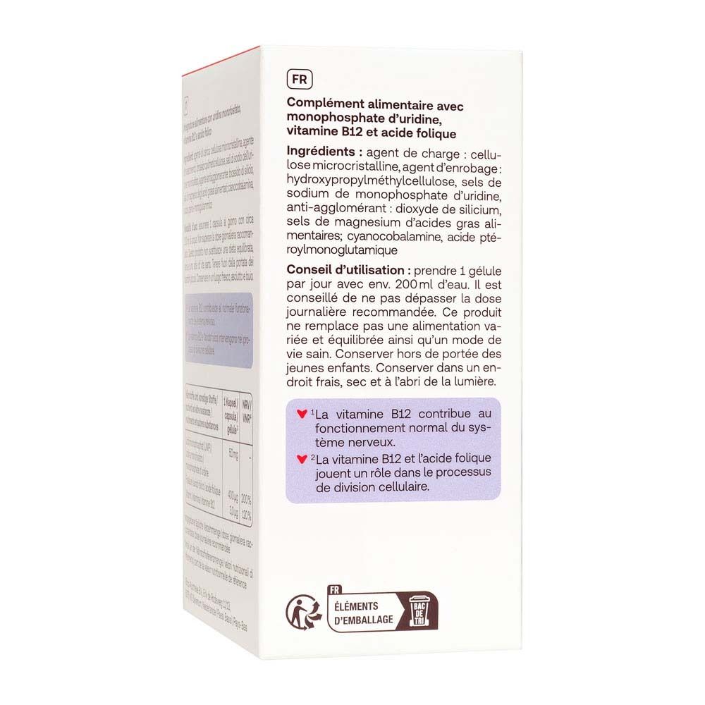 Retro della scatola Redcare Vita UMP Forte. Ingredienti, dosaggio e avvertenze.