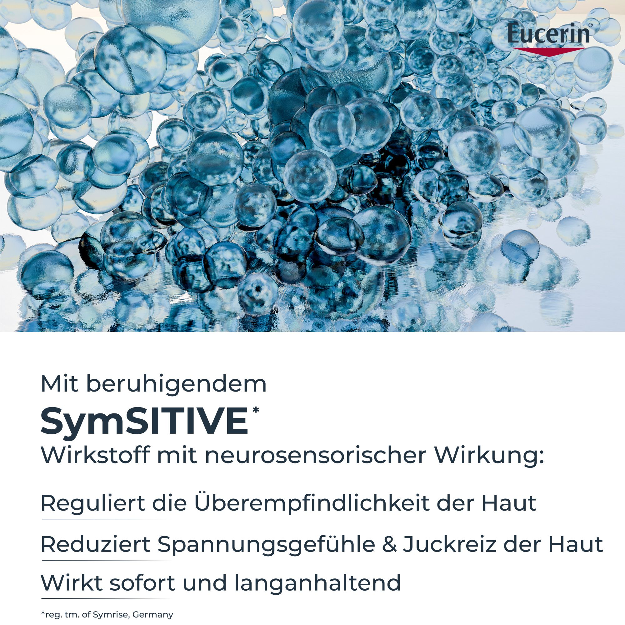 Principio attivo Eucerin SymSITIVE ad azione neurosensoriale per lenire la pelle.